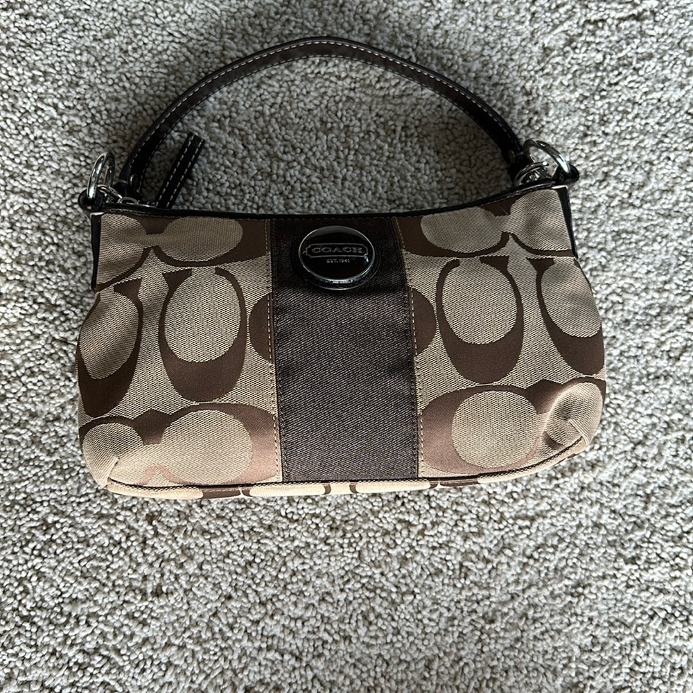 🤎Coach Y2K Purse Signature Shoulder Bag Tan Canvas Brown Monogram🤎